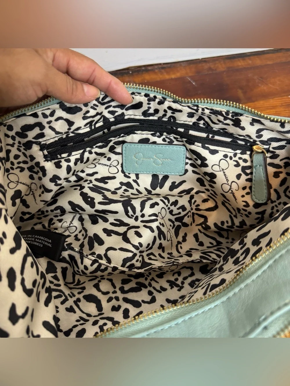 Jessica Simpson Light Blue Leather Hobo Bag with Gold Hardware